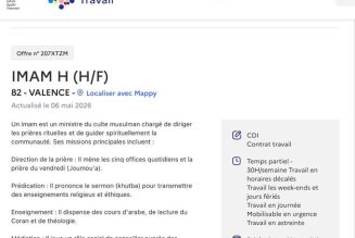 France Travail, financé par vos cotisations, publie des offres pour recruter des imams