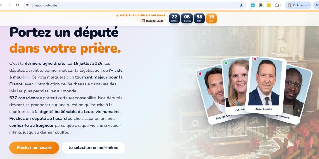 Euthanasie : Grande chaîne de prière pour les députés français
