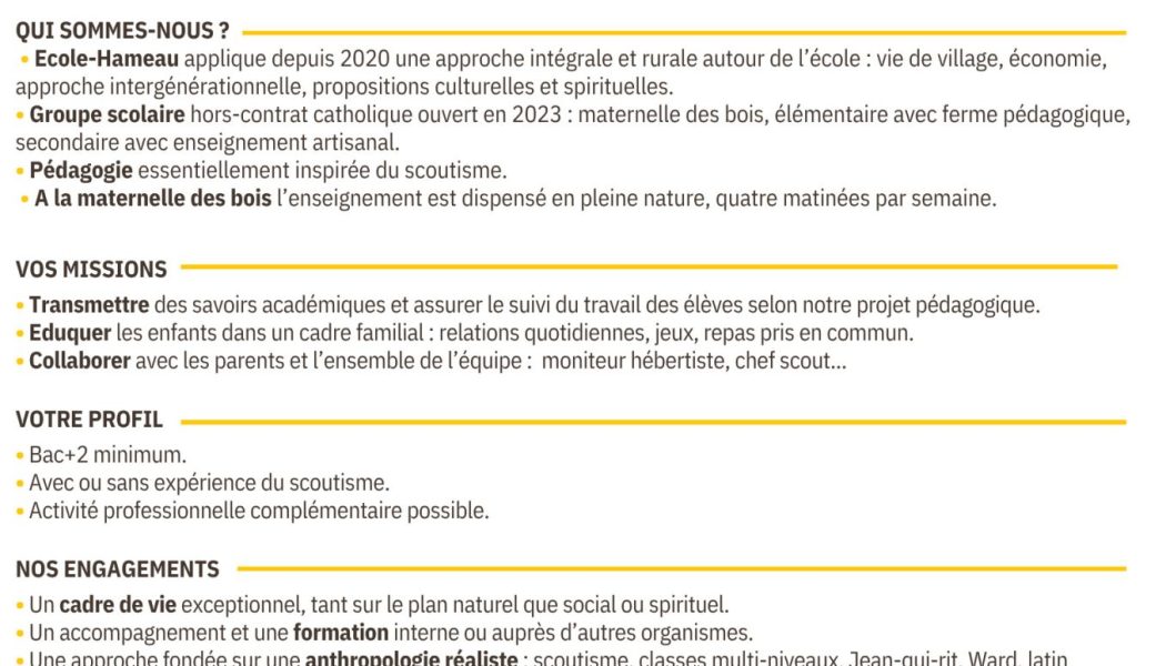 Cherche Maîtresse de maternelle pour hors-contrat