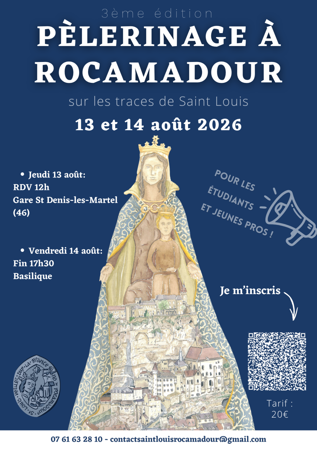 13-14 août : Pèlerinage des étudiants et jeunes pros à Rocamadour