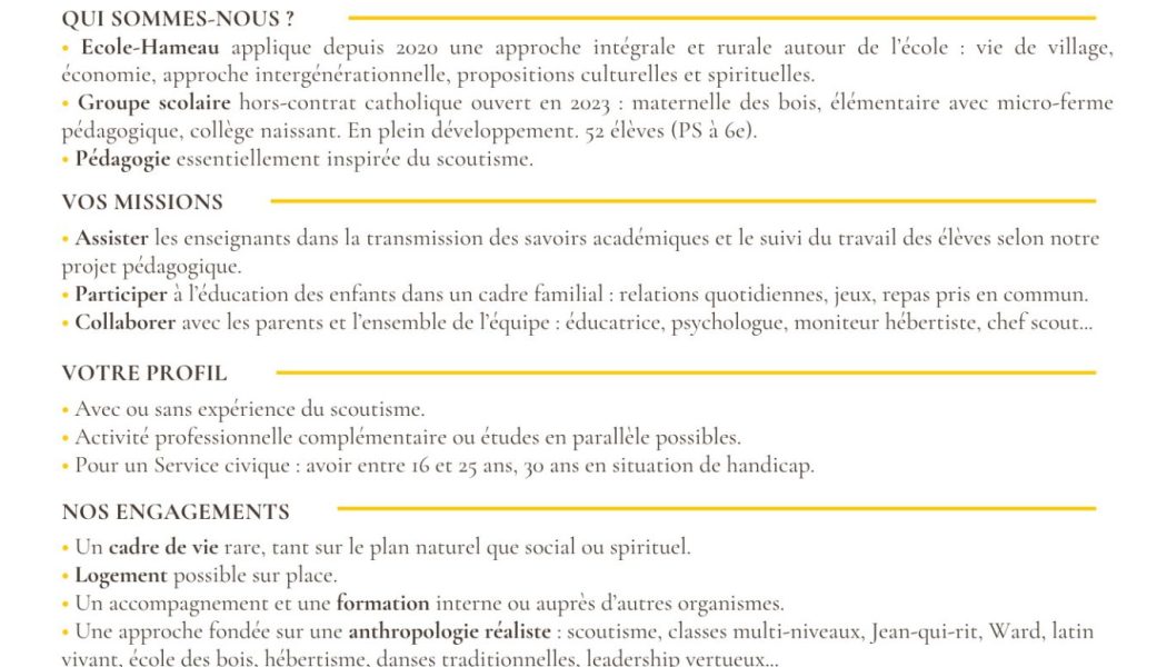 École rurale cherche stagiaire/service civique