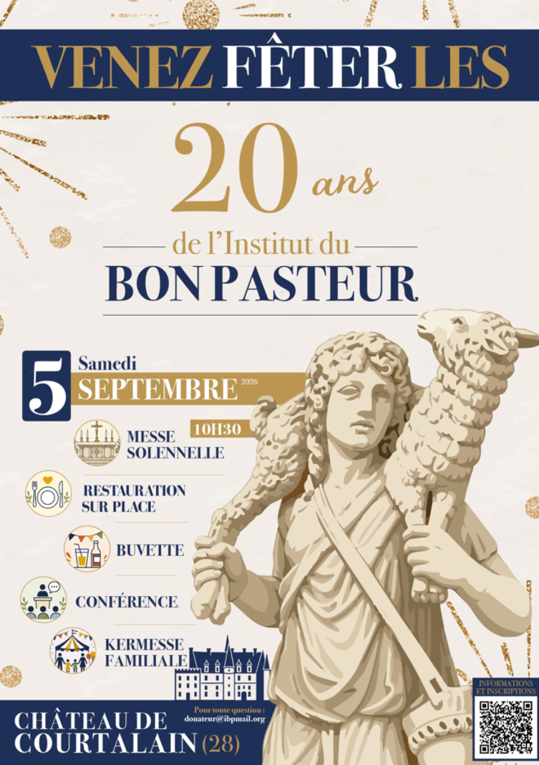 Venez fêter les 20 ans de l’Institut du Bon Pasteur au château de Courtalain (28) !